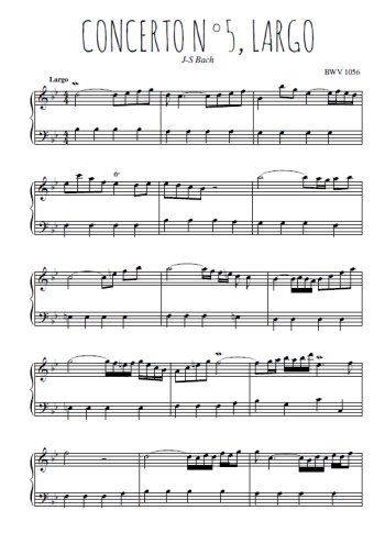 Téléchargez l'arrangement pour piano de la partition de Concerto N°5, Largo en PDF